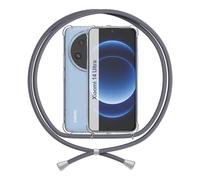 Handykette Hülle Kompatibel mit Xiaomi 14 Ultra, Handyhülle mit Band Anti-Gelb TPU Transparent Silikon Schutzhülle Klar Case, Grau