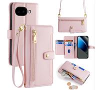 Handykette pour Google Pixel 10A Étui en Cuir Zip Portemonnee Rose