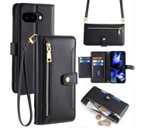 Handykette pour Google Pixel 9A Avec Ruban Portable Compartiments Cartes PU Noir