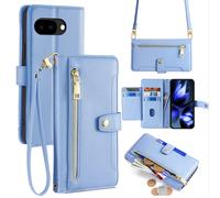 Handykette pour Google Pixel 9A, Ruban Portable Compartiments Cartes PU Bleu