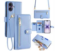 Handykette pour IPHONE 17 Coque Avec Ruban Compartiments Cartes Sac Bleu Clair