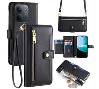 Handykette pour Xiaomi Redmi 15C Portable Compartiments Cartes Bandoulière Noir