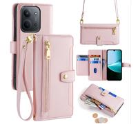 Handykette pour Xiaomi Redmi 15C Portable Compartiments Cartes Bandoulière Rose