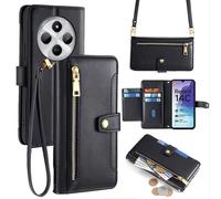 Handykette Xiaomi Redmi 14C Coque Avec Ruban Étui Compartiments pour Cartes PU