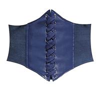 HANERDUN Ceinture Corset pour Femme Cuir Corset à Lacets Ceinture Élastique Ceinture Rétro Cinch Quatre Tailles - Bleu - Taille L