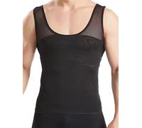 HANERDUN Débardeur Gainant pour Hommes Chemise Minceure de Compression sans Manches Masquer la Gynécomastie Moobs Rendre Le Ventre Plat- Noir - XL