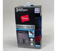 Hanes (3 Paquet Homme Confort Souple Boxer Slip Sz 2XL 112-117cm Noir/Bleu / Red
