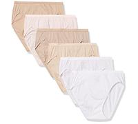 Hanes 6-Pack Breathable Cotton Hi-Cut Panty Slips, Taupe Doux, Blanc, Nude, Chamois Clair, Nude chiné, Fleur de Sucre à Pois, 38 (Lot de 6) Femme