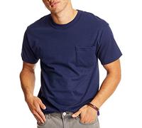 Hanes Beefy, Heavyweight Cotton Pocket Tee for Men, Full-Cut T-Shirt, 1 Or 2 Pack, Bleu Marine, Large Homme