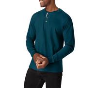 Hanes Beefyt Henley, Men's Cotton Long Sleeve Shirts Chemise, Bleu pétrole, XXL Homme