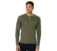 Hanes Beefyt Henley, Men's Cotton Long Sleeve Shirts Chemise, Camouflage Vert HTR, XXL Homme