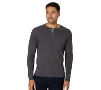 Hanes Chemise Henley Beefyt – Coton manches longues – Ardoise chiné, S Homme