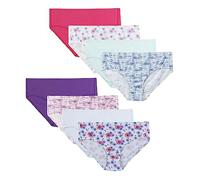 Hanes Big Ultimate Girls' Underwear, Pure Comfort Organic 100% Cotton Panties, Hipsters, 8-Pack, Brief-Pink Blue Solids & Patterns, 12