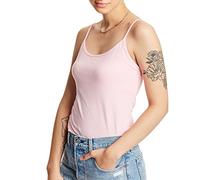 Hanes Stretch Cotton Cami with Built-in Shelf Bra Caraco, Rose paléo, L Femme