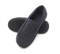 Hanes Chaussons d'intérieur et d'extérieur à dos fermé en mousse à mémoire de forme pour homme, (bleu marine/bleu), Small