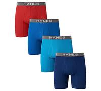 Hanes Comfort Flex Fit caleçons Boxeurs en Coton et Modal Ultra Doux ajusté, Rouge/Bleu/Bleu Marine-Lot de 4, Homme