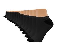 Hanes Cool Comfort No-Show Lot de 14 Paires de Chaussettes Anti-humidité Taille 38-42, Noir, 37/42 Femme