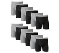 Hanes Cool Dri Lot de Boxers Anti-humidité en Coton Anti-remontée pour Homme, Noir/Gris, Large