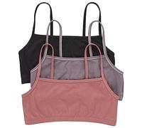 Hanes Bralette en Coton 3 pièces Soutien-Gorge, Opaque, Noir/Figue épicée/Rouge Terra, L Femme