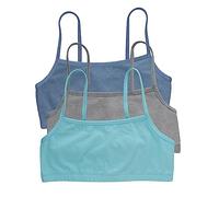 Hanes Soutien‑gorge Bralette Cropped – À enfiler respirant, lot de 3 bleu chiné/gris chiné