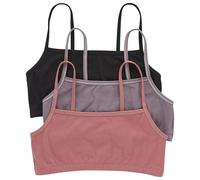 Hanes Bralette Cropped respirante, opaque, à enfiler – Lot de 3, S, Noir/Figue épicée/Rouge Terra
