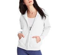 Hanes, EcoSmart Fleece Full Hoodie, Zip-up Hooded Sweatshirt for Women Veste d'échauffement ou de survêtement, Blanc, L Femme