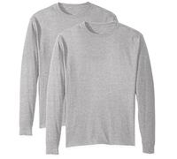Hanes Essentials-Lot de 2 T-Shirts à Manches Longues et col Rond en Coton pour Homme Chemise, Acier léger