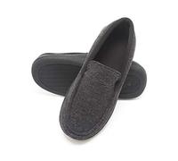 Hanes Homme Moccasin Chausson, Noir foncé, Small