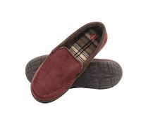 Hanes Homme Textured Moccasin Chausson, Bordeaux, Large