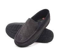 Hanes Homme Textured Moccasin Chausson, Gris, Medium