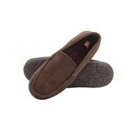 Hanes Homme Textured Moccasin Chausson, Marron, Large