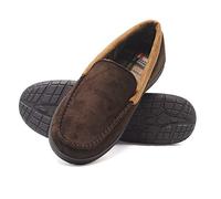 Hanes Homme Textured Moccasin Chausson, Marron, Medium