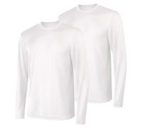Hanes Lot de 2 T-Shirts à Manches Longues Cool Dri UPF50+ pour Homme - Blanc - Medium