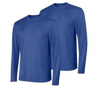 Hanes Lot de 2 T-shirts à manches longues Cool Dri UPF50+ pour homme - bleu - Medium