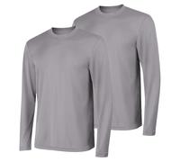 Hanes Lot de 2 T-shirts à manches longues Cool Dri UPF50+ pour homme - gris - Large