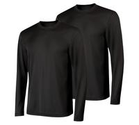 Hanes Lot de 2 T-shirts à manches longues Cool Dri UPF50+ pour homme - noir - X-Large