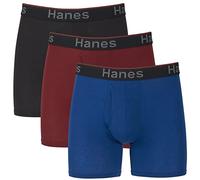 Hanes Boxer ajusté Total Support – Anti-frott. Évac. humid. Anti-odeurs – Lot 3 XL Bleu/Rouge/Noir