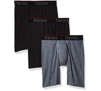 Hanes Total Support Pouch Men's Boxer Brief Underwear, Anti-Chafing, Moisture-Wicking Odor Control, 3-Pack Boxeur ajusté, Jambe Longue-Gris/Noir-Lot de 3, XXL Homme