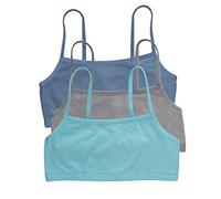 Hanes Lot de 3 Bralettes en Coton Soutien-Gorge, Opaque, Veste en Jean/Gris foncé/Bleu Ultra, Femme