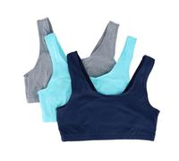 Hanes Lot de 3 Pulls Bralette en Coton Soutien-Gorge, Opaque, Bleu Marine/béton Heather/Ultra Blue, Femme