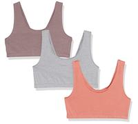 Hanes Lot de 3 Pulls Bralette en Coton Soutien-Gorge, Opaque, Figue à épices, Rouge Terre Cuite, béton chiné, Femme