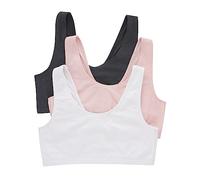 Hanes Lot de 3 Pulls Bralette en Coton Soutien-Gorge, Sky Grey Heather/Vintage Pink/White, XL Femme