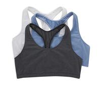 Hanes Racerback Bralette Pack, Low Impact Sports Bra, Solid Or Assorted, 3-Pack Soutien-Gorge, Opaque, Blouson Blanc/Denim Bleu chiné/Moonlite, XL (Lot de 3) Femme