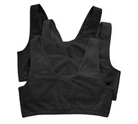 Hanes Soutien-gorge Bralette col rond coton – Maintien léger, Opaque – Lot de 3 Noir M Femme