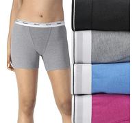 Hanes Lot de 4 Boxers mi-Cuisse pour Femme, sous-vêtements en Coton Extensible, Mélange de Couleurs Tendance, X-Large