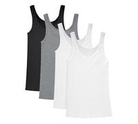 Hanes Lot de 4 débardeurs Originaux en Coton côtelé Doux pour Femme, Blanc/Blanc/Noir/Béton, Taille M
