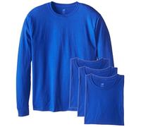 Hanes Lot de 4 t-Shirts ComfortSoft L/S à Manches Longues pour Homme, Bleu Roi Profond, XXL