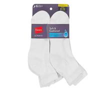 Hanes Lot de 6 paires de socquettes cousues à bout pour femme, Blanc - Lot de 6, 8-12
