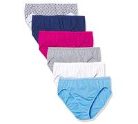 Hanes Lot de 6 Slips pour Femme, Bleu Suisse, Blanc, Ciment, polyéthylène, chiné, Baies fraîches, éclipse Marine, Crochet, imprimé bohème, 36
