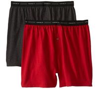 Hanes Men's 2-Pack Exposed Waistband Knit Boxers, Assorted, Medium